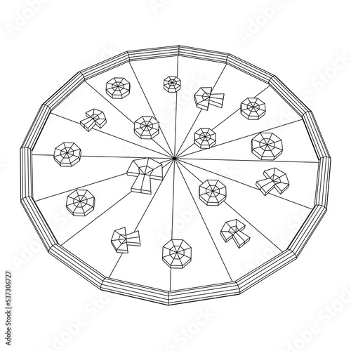 Fresh pizza. Wireframe vector