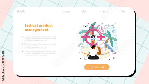 Marketer web banner or landing page. Product launching