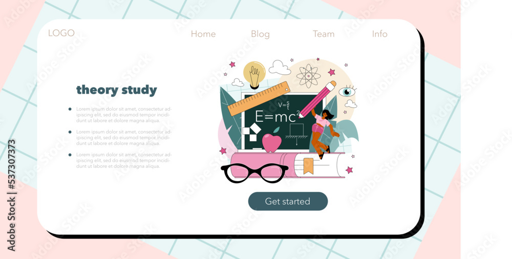 Physics school subject web banner or landing page. Students explore Physics school subject web banner or landing page. Students explore