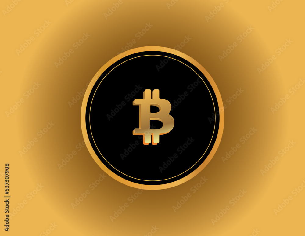 bitcoin coin symbol digital crypto wallet isolated on golden yellow background. bitcoin coin symbol digital crypto wallet isolated on golden yellow background.