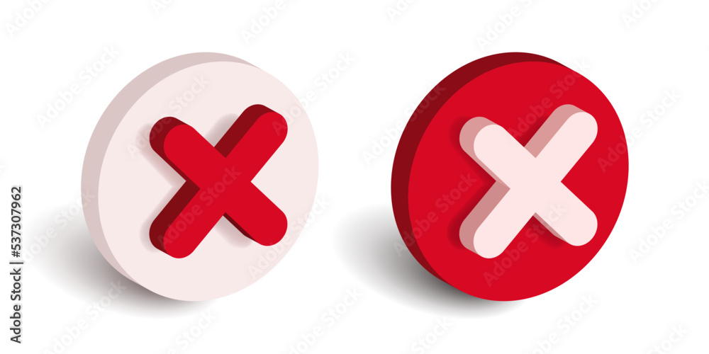 3d Cross icon. Set of red web icons Cancel. Vector clipart isolated on white background. 3d Cross icon. Set of red web icons Cancel. Vector clipart isolated on white background.
