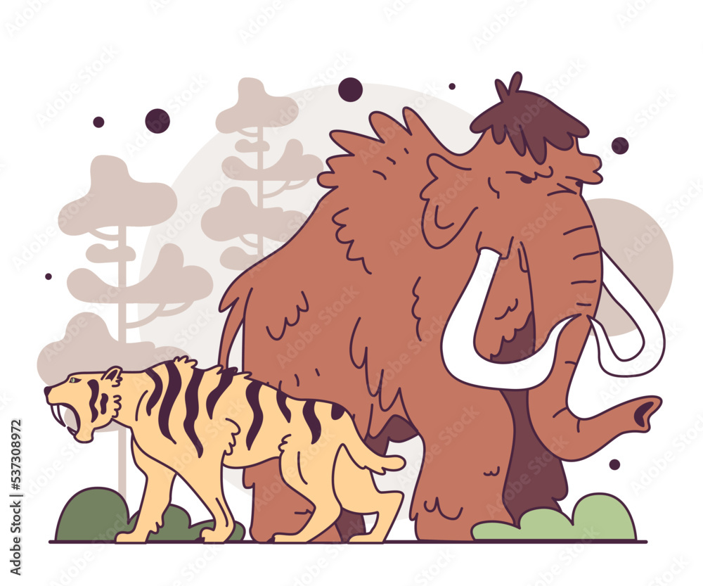 Evolution Extinct Evolution of life forms on Earth concept. Prehistoric and extinct ...