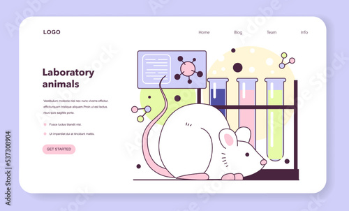 Animal testing web banner or landing page. Genetic engineering