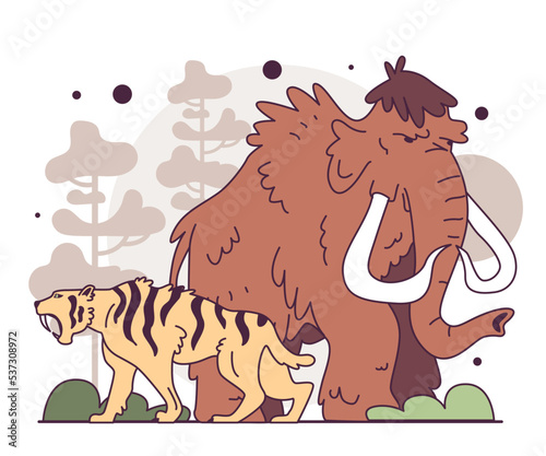 Evolution of life forms on Earth concept. Prehistoric and extinct mammals