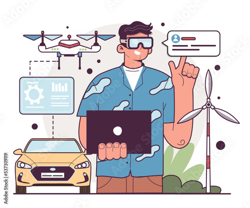 Human evolution modern era. Robotics and automation progress