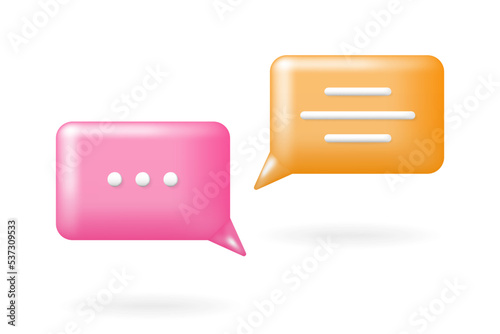 3D Color Speech Bubble Balloon Element for Conversation Comic Talking Speaking Message Text Bubble Speech balloon Decoration Rectangle Square Shape Sign Symbol Icon Set Collection Vector Illustration
