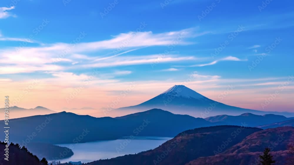 冬の富士山と芦ノ湖（タイムラプス映像）4K長尺版