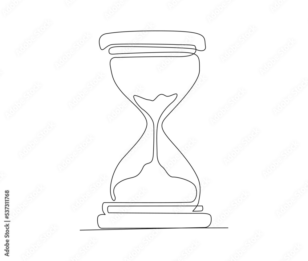 Continuous Line Art Drawing Of Hourglass Hourglass Timer Single Line Art Drawing Vector 3026