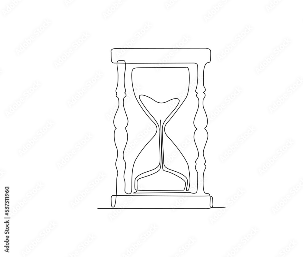 Continuous line art drawing of hourglass. Hourglass timer single line ...