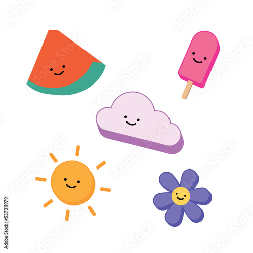 Fototapeta Naklejka Na Ścianę i Meble -  happy and colorful emojis for the summer