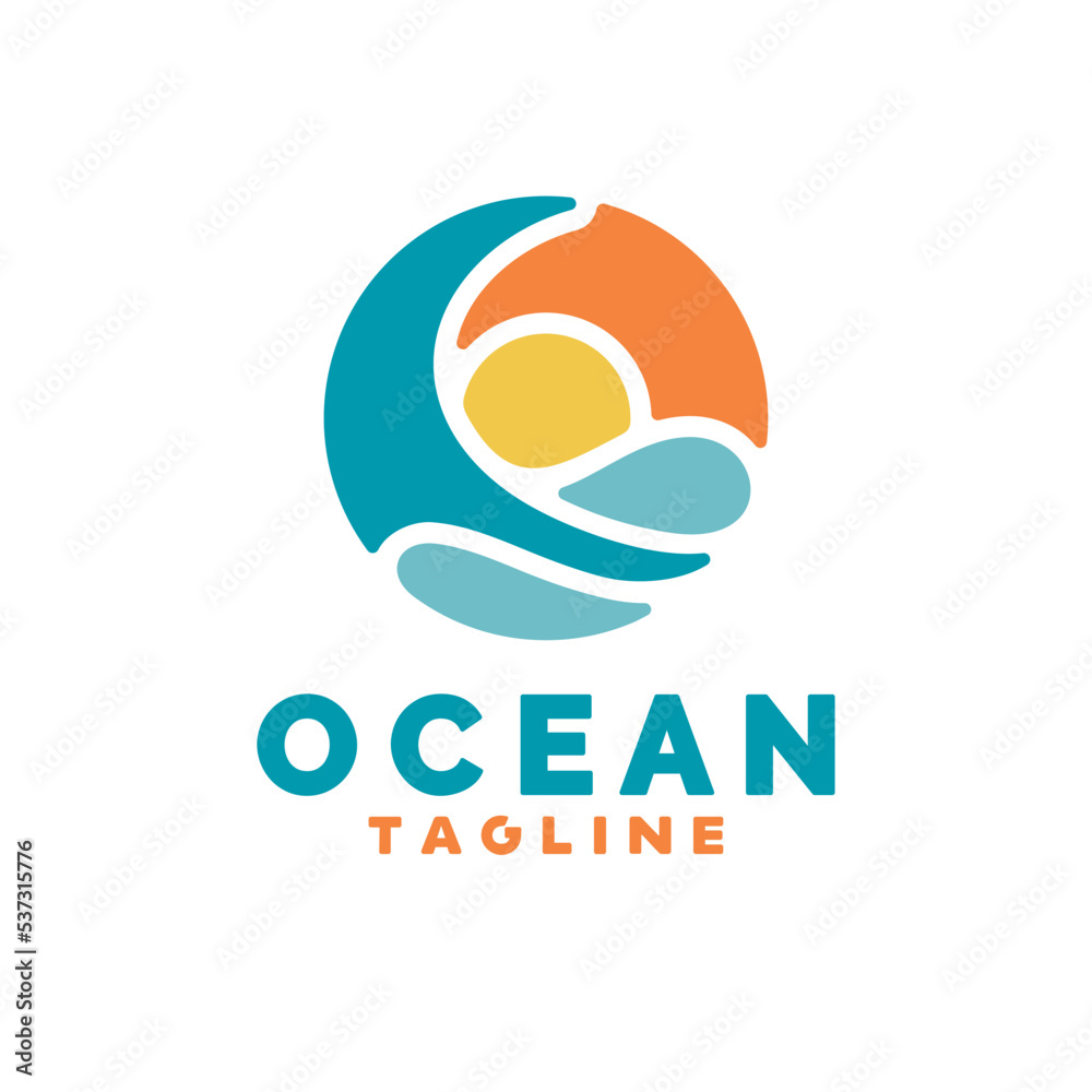 Ocean mark logo design, simple and minimal logo design