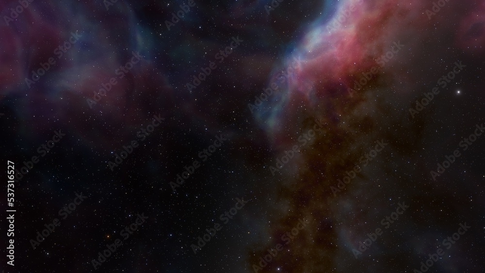 Deep space nebula with stars. Bright and vibrant Multicolor Star field Infinite space outer space background with nebulas and stars. Star clusters, nebula outer space background 3d render
