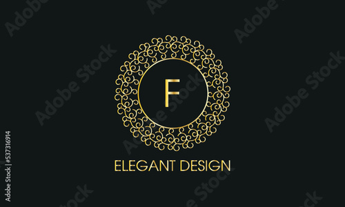 Calligraphic elegant ornament with letter F. Business sign, identity monogram for restaurant, boutique, hotel, heraldry, jewelry.