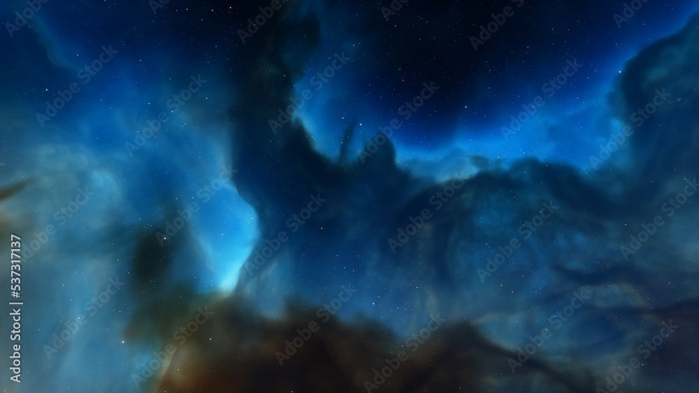 Fototapeta premium red-violet nebula in outer space, horsehead nebula, unusual colorful nebula in a distant galaxy, red nebula 3d render 