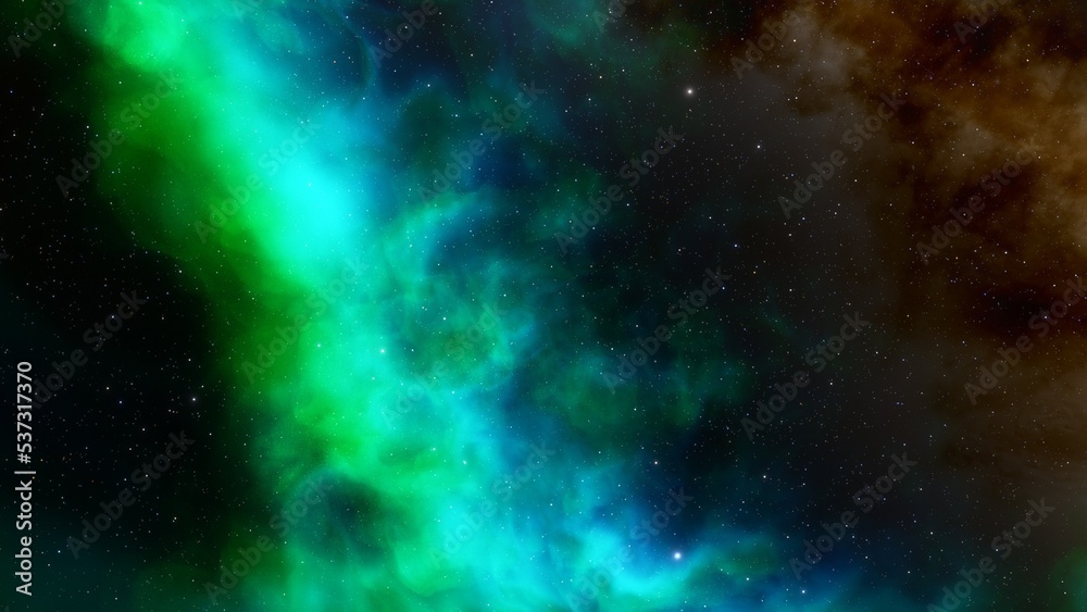 Obraz premium Deep space nebula with stars. Bright and vibrant Multicolor Starfield Infinite space outer space background with nebulas and stars. Star clusters, nebula outer space background 3d render 