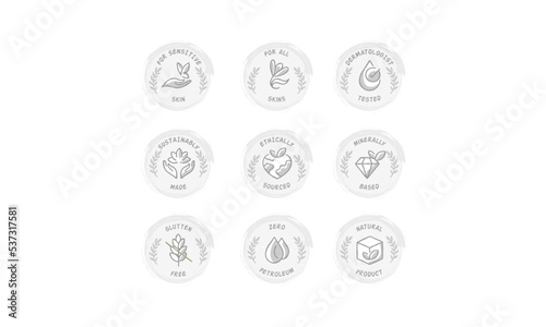 Organic cosmetics and product hand-drawn icons.