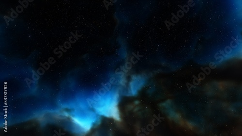 Cosmic background with a nebula and stars
