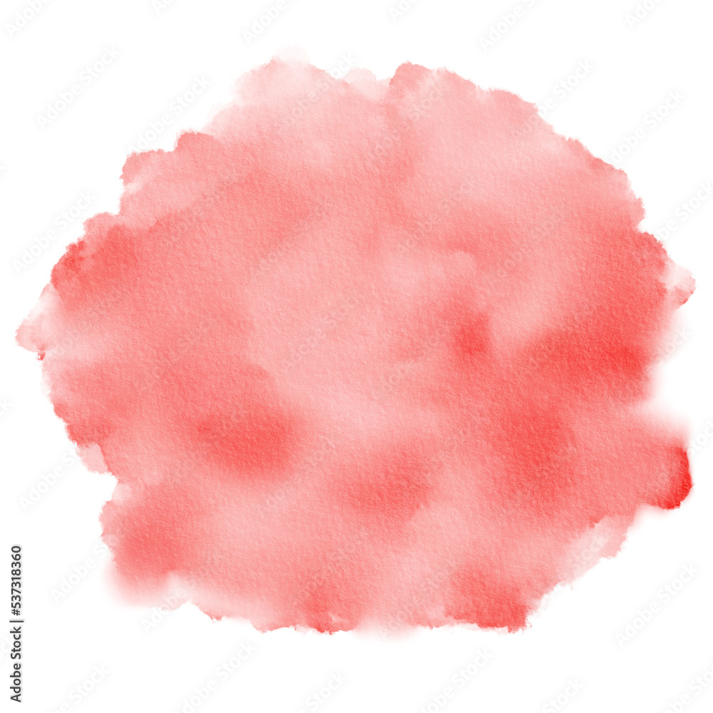 Color of the Year Living Coral Watercolor Paint Stain Background Circle