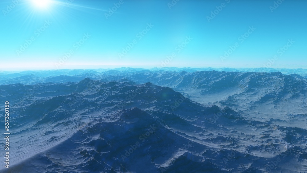 alien planet landscape, science fiction illustration, view from a beautiful planet, beautiful space background 3d render