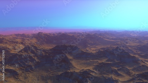 alien planet landscape  science fiction illustration  view from a beautiful planet  beautiful space background 3d render
