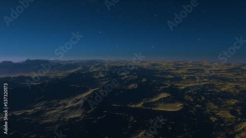 alien planet landscape, science fiction illustration, view from a beautiful planet, beautiful space background 3d render © ANDREI