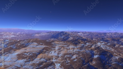 alien planet landscape, science fiction illustration, view from a beautiful planet, beautiful space background 3d render