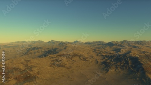 landscape on planet Mars  scenic desert scene on the red planet