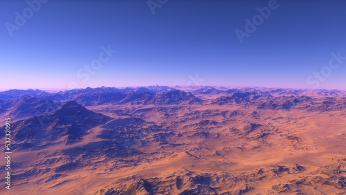 landscape on planet Mars  scenic desert scene on the red planet 