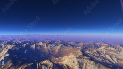 landscape on planet Mars  scenic desert scene on the red planet 