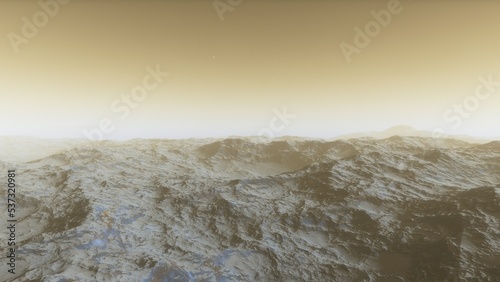 landscape on planet Mars, scenic desert scene on the red planet 