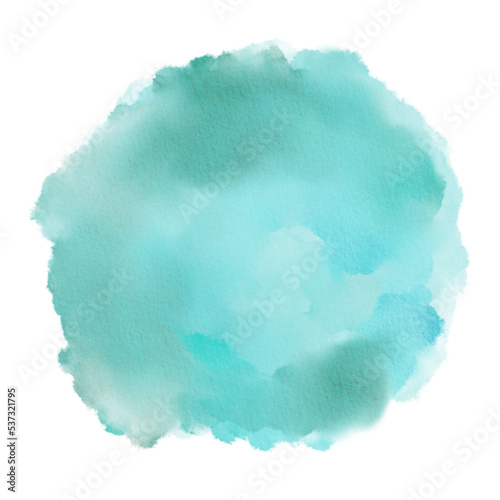 Pastel Blue turquoise Watercolor Paint Stain Background Circle