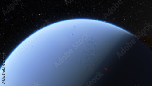 Fototapeta Naklejka Na Ścianę i Meble -  super-earth planet, realistic exoplanet, planet suitable for colonization, earth-like planet in far space, planets background 3d render

