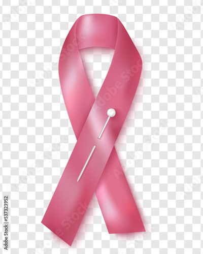 Breast cancer awareness.Realistic pink ribbon.Vector illustration.
