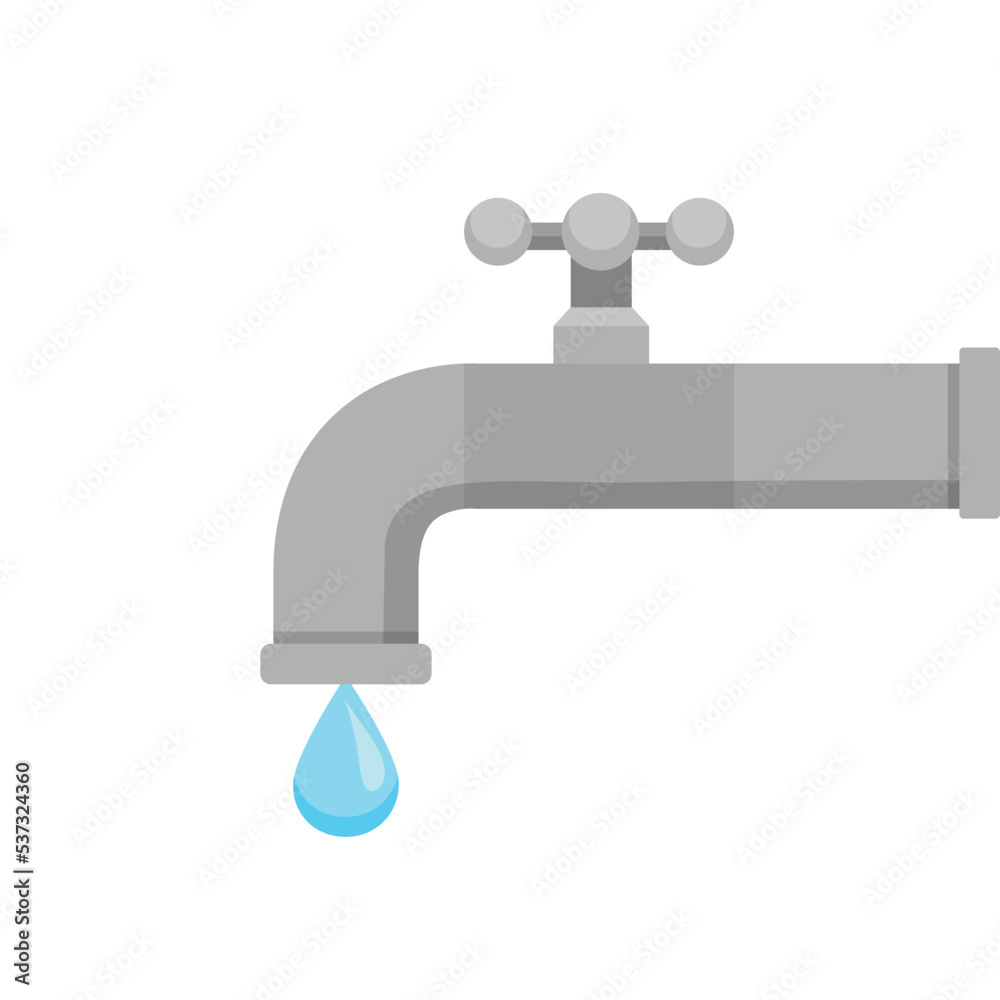 Water tap with drop isolated on white background. Vector stock Water tap with drop isolated on white background. Vector stock