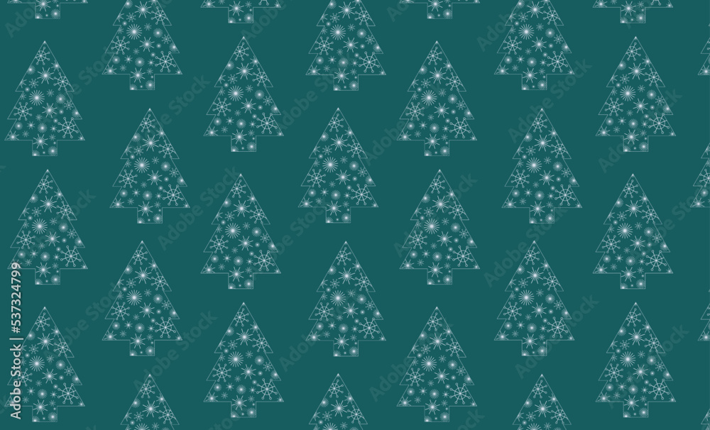 Christmas dark seamless pattern with trees and snowflakes. Contour illustrations, festive composition for the gift wrapping paper. Christmas dark seamless pattern with trees and snowflakes. Contour illustrations, festive composition for the gift wrapping paper.