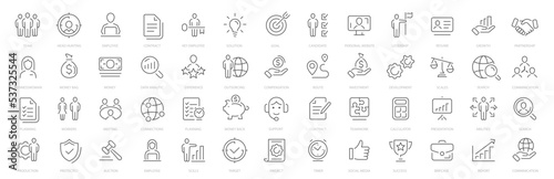 Business people icon set. Set of business people icons, such as meeting. Human resources, office management - thin line web icon set. Outline icons collection. Vector illustration