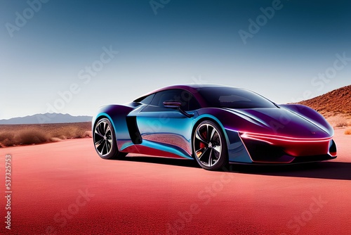 red  blue concept sports car