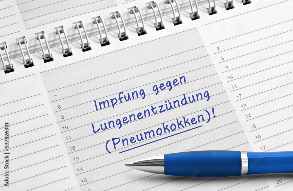 Impfung gegen Lungenentzündung (Pneumokokken)!, Terminnotiz, Impfung gegen Lungenentzündung (Pneumokokken)!, Terminnotiz,
