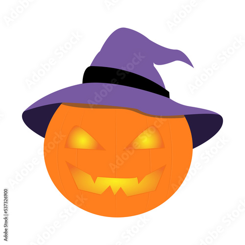 Halloween pumpkin isolated. White background. Vector graphics. Cartoon style. 