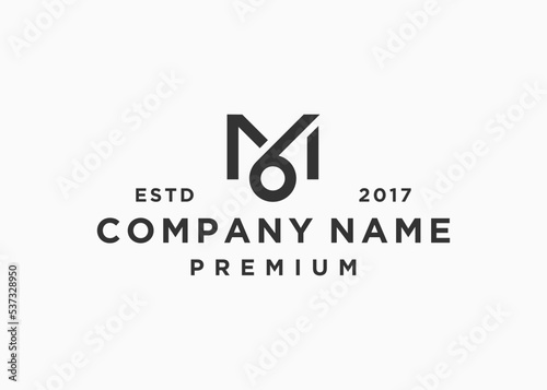 initial letter m with number 6 logo design vector illustration template photo