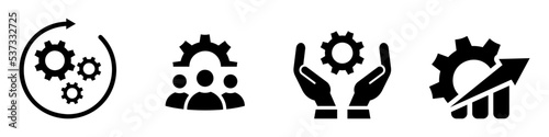 Conjunto de iconos de desarrollo de tecnología. Crecimiento económico, productividad. Ilustración vectorial