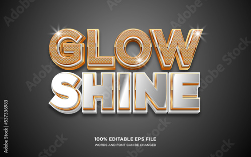 Glow and Shine gold editable text style effect
