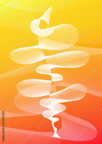 Abstract twist. Vertical waves. Organic gradient composition on a background. Curved lines in blend motion.