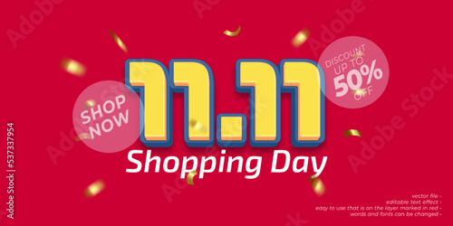 11.11 singles day sale with 3d style editable text effect