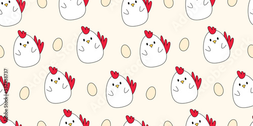 Cute chicken seamless pattern background. Vector illustration