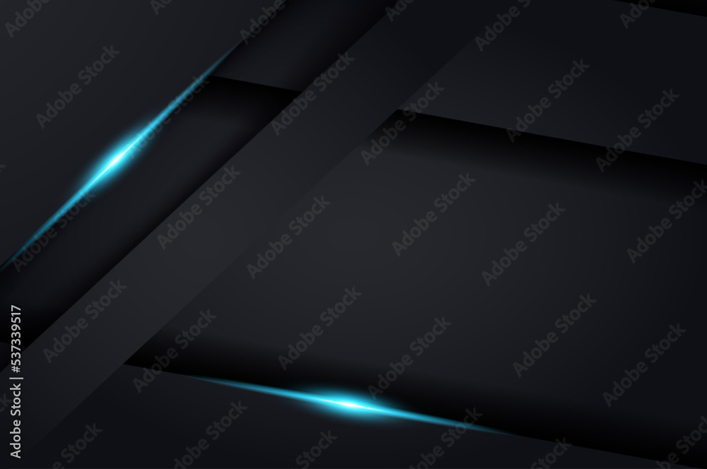 Black metallic background with blue shiny - Vector