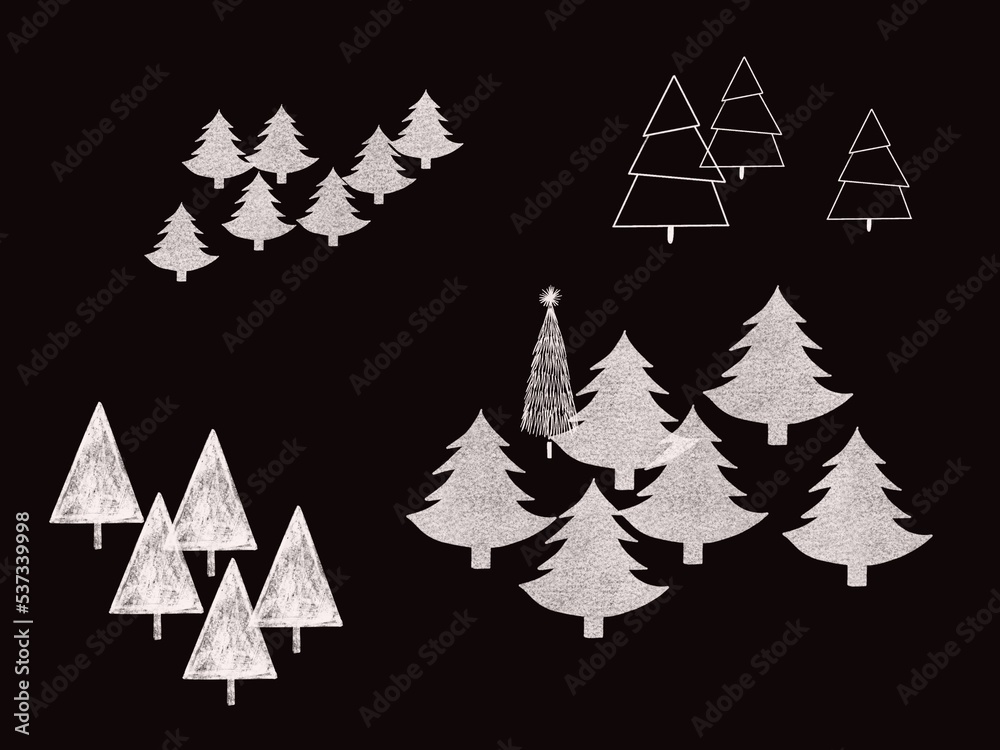 Obraz premium christmas trees white icons, illustration, x-mad symbol