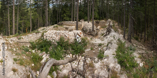 Sitan kale, a ruined late antique fortress in the Pirin mountains above Bansko town, Bulgaria. photo