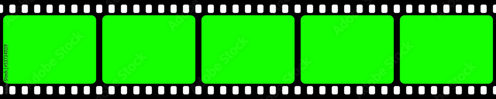 Realistic Blank Film Strip Camera Roll Old Retro Cinema Movie Strip With Green Chroma Key