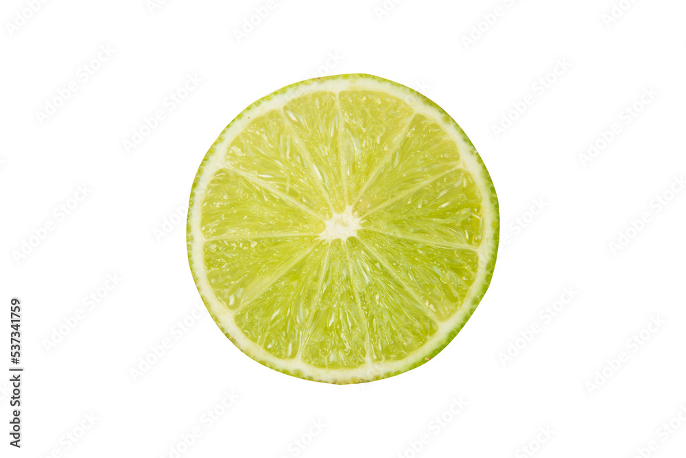 Lime slice isolated on white background with clipping path